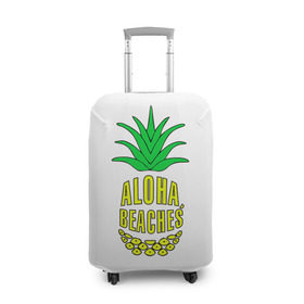 Чехол для чемодана 3D с принтом Aloha, Beachess в Белгороде, 86% полиэфир, 14% спандекс | двустороннее нанесение принта, прорези для ручек и колес | aloha | beaches | bride | ананас | девичник | невеста | пляж | пляжная вечеринка | тропики | фрукты