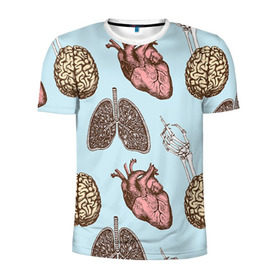 Мужская футболка 3D спортивная с принтом Органы в Белгороде, 100% полиэстер с улучшенными характеристиками | приталенный силуэт, круглая горловина, широкие плечи, сужается к линии бедра | doctor | врач | доктор | кости | кость | легкие | медик | медицина | мозг | орган | органы | сердце | скелет