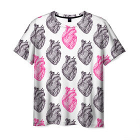 Мужская футболка 3D с принтом Сердца 1 в Белгороде, 100% полиэфир | прямой крой, круглый вырез горловины, длина до линии бедер | doctor | врач | доктор | медик | медицина | орган | органы | сердца | сердце