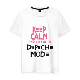 Мужская футболка хлопок с принтом Keep Calm and listen to DM в Белгороде, 100% хлопок | прямой крой, круглый вырез горловины, длина до линии бедер, слегка спущенное плечо. | music