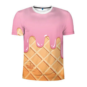 Мужская футболка 3D спортивная с принтом Black Milk Мороженое Стаканчик в Белгороде, 100% полиэстер с улучшенными характеристиками | приталенный силуэт, круглая горловина, широкие плечи, сужается к линии бедра | ice cream | мороженое | рожок | стаканчик | эскимо