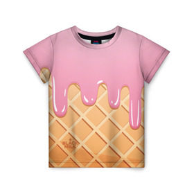 Детская футболка 3D с принтом Black Milk Мороженое Стаканчик в Белгороде, 100% гипоаллергенный полиэфир | прямой крой, круглый вырез горловины, длина до линии бедер, чуть спущенное плечо, ткань немного тянется | ice cream | мороженое | рожок | стаканчик | эскимо