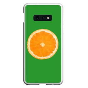 Чехол для Samsung S10E с принтом Низкополигональный апельсин в Белгороде, Силикон | Область печати: задняя сторона чехла, без боковых панелей | lowpoly | polygonal | апельсин | зеленый | оранджевый | полигон | полигональный | полигоны | яркий