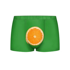 Мужские трусы 3D с принтом Низкополигональный апельсин в Белгороде, 50% хлопок, 50% полиэстер | классическая посадка, на поясе мягкая тканевая резинка | lowpoly | polygonal | апельсин | зеленый | оранджевый | полигон | полигональный | полигоны | яркий