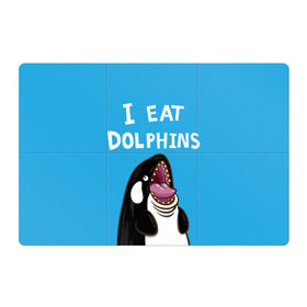 Магнитный плакат 3Х2 с принтом Я ем дельфинов в Белгороде, Полимерный материал с магнитным слоем | 6 деталей размером 9*9 см | Тематика изображения на принте: дельфины | касатка