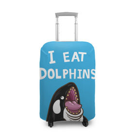 Чехол для чемодана 3D с принтом Я ем дельфинов в Белгороде, 86% полиэфир, 14% спандекс | двустороннее нанесение принта, прорези для ручек и колес | дельфины | касатка