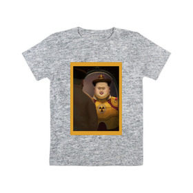 Детская футболка хлопок с принтом Счастливый Ким в Белгороде, 100% хлопок | круглый вырез горловины, полуприлегающий силуэт, длина до линии бедер | ким чен ын | северная корея