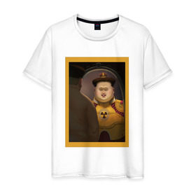 Мужская футболка хлопок с принтом Счастливый Ким в Белгороде, 100% хлопок | прямой крой, круглый вырез горловины, длина до линии бедер, слегка спущенное плечо. | ким чен ын | северная корея