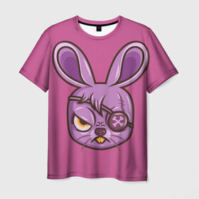 Мужская футболка 3D с принтом Зайчик в Белгороде, 100% полиэфир | прямой крой, круглый вырез горловины, длина до линии бедер | заяц | кролик | розовый