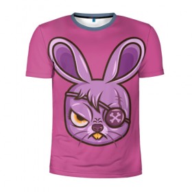 Мужская футболка 3D спортивная с принтом Зайчик в Белгороде, 100% полиэстер с улучшенными характеристиками | приталенный силуэт, круглая горловина, широкие плечи, сужается к линии бедра | заяц | кролик | розовый