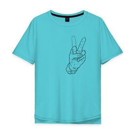 Мужская футболка хлопок Oversize с принтом Недофак в Белгороде, 100% хлопок | свободный крой, круглый ворот, “спинка” длиннее передней части | Тематика изображения на принте: v | виктори | пис | средний палец