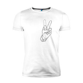 Мужская футболка премиум с принтом Недофак в Белгороде, 92% хлопок, 8% лайкра | приталенный силуэт, круглый вырез ворота, длина до линии бедра, короткий рукав | v | виктори | пис | средний палец