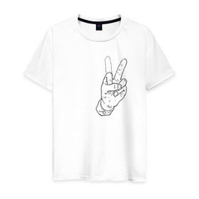Мужская футболка хлопок с принтом Недофак в Белгороде, 100% хлопок | прямой крой, круглый вырез горловины, длина до линии бедер, слегка спущенное плечо. | Тематика изображения на принте: v | виктори | пис | средний палец