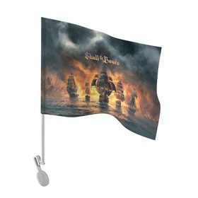 Флаг для автомобиля с принтом Skull and Bones в Белгороде, 100% полиэстер | Размер: 30*21 см | игра | корабль | кости | море | огонь | пират | пламя | череп