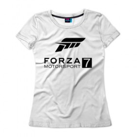 Женская футболка 3D с принтом FORZA 7 в Белгороде, 100% полиэфир ( синтетическое хлопкоподобное полотно) | прямой крой, круглый вырез горловины, длина до линии бедер | car | crew | dirt | flatout | grid | need | nfs | race | speed | гонки | машина | скорость