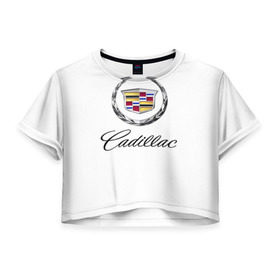 Женская футболка 3D укороченная с принтом Cadillac в Белгороде, 100% полиэстер | круглая горловина, длина футболки до линии талии, рукава с отворотами | Тематика изображения на принте: авто | кадиллак | марка | машина