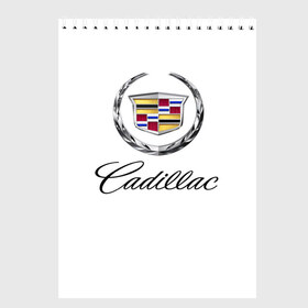 Скетчбук с принтом Cadillac в Белгороде, 100% бумага
 | 48 листов, плотность листов — 100 г/м2, плотность картонной обложки — 250 г/м2. Листы скреплены сверху удобной пружинной спиралью | Тематика изображения на принте: авто | кадиллак | марка | машина