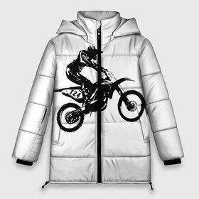 Женская зимняя куртка 3D с принтом Мотокросс в Белгороде, верх — 100% полиэстер; подкладка — 100% полиэстер; утеплитель — 100% полиэстер | длина ниже бедра, силуэт Оверсайз. Есть воротник-стойка, отстегивающийся капюшон и ветрозащитная планка. 

Боковые карманы с листочкой на кнопках и внутренний карман на молнии | motocross | motorcycle | motorcyclist | silhouette | speed | stencil | мотокросс | мотоцикл | мотоциклист | силуэт | скорость | трафарет