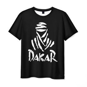 Мужская футболка 3D с принтом Dakar в Белгороде, 100% полиэфир | прямой крой, круглый вырез горловины, длина до линии бедер | Тематика изображения на принте: dakar | desert | logo | race | rally | sign | гонки | дакар | знак | логотип | пустыня | ралли
