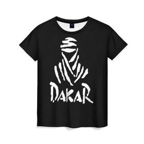 Женская футболка 3D с принтом Dakar в Белгороде, 100% полиэфир ( синтетическое хлопкоподобное полотно) | прямой крой, круглый вырез горловины, длина до линии бедер | dakar | desert | logo | race | rally | sign | гонки | дакар | знак | логотип | пустыня | ралли