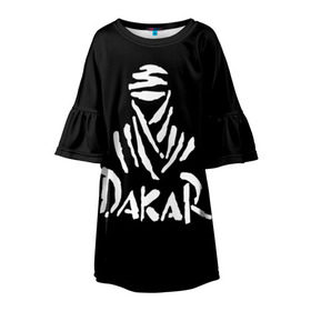 Детское платье 3D с принтом Dakar в Белгороде, 100% полиэстер | прямой силуэт, чуть расширенный к низу. Круглая горловина, на рукавах — воланы | dakar | desert | logo | race | rally | sign | гонки | дакар | знак | логотип | пустыня | ралли
