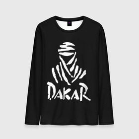 Мужской лонгслив 3D с принтом Dakar в Белгороде, 100% полиэстер | длинные рукава, круглый вырез горловины, полуприлегающий силуэт | Тематика изображения на принте: dakar | desert | logo | race | rally | sign | гонки | дакар | знак | логотип | пустыня | ралли