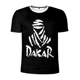 Мужская футболка 3D спортивная с принтом Dakar в Белгороде, 100% полиэстер с улучшенными характеристиками | приталенный силуэт, круглая горловина, широкие плечи, сужается к линии бедра | Тематика изображения на принте: dakar | desert | logo | race | rally | sign | гонки | дакар | знак | логотип | пустыня | ралли