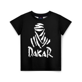 Детская футболка 3D с принтом Dakar в Белгороде, 100% гипоаллергенный полиэфир | прямой крой, круглый вырез горловины, длина до линии бедер, чуть спущенное плечо, ткань немного тянется | dakar | desert | logo | race | rally | sign | гонки | дакар | знак | логотип | пустыня | ралли