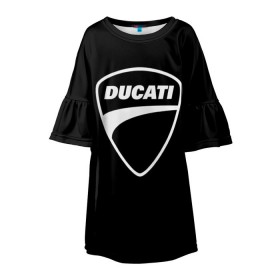 Детское платье 3D с принтом Ducati в Белгороде, 100% полиэстер | прямой силуэт, чуть расширенный к низу. Круглая горловина, на рукавах — воланы | Тематика изображения на принте: авто | дукати | марка | машина