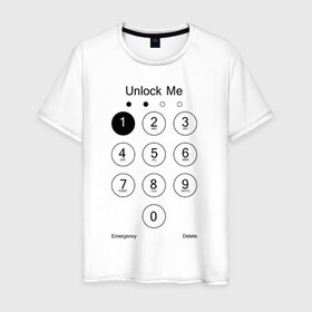 Мужская футболка хлопок с принтом Разблокируй меня в Белгороде, 100% хлопок | прямой крой, круглый вырез горловины, длина до линии бедер, слегка спущенное плечо. | lock | блокировка | смартфон | телефон