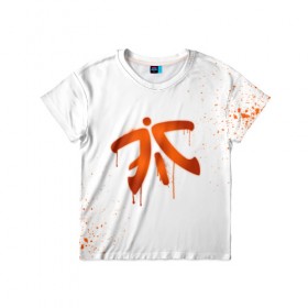 Детская футболка 3D с принтом cs:go - Fnatic (White collection) в Белгороде, 100% гипоаллергенный полиэфир | прямой крой, круглый вырез горловины, длина до линии бедер, чуть спущенное плечо, ткань немного тянется | cs go | fnatic | кс го | фнатик