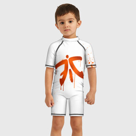 Детский купальный костюм 3D с принтом cs:go   Fnatic (White collection) в Белгороде, Полиэстер 85%, Спандекс 15% | застежка на молнии на спине | Тематика изображения на принте: cs go | fnatic | кс го | фнатик