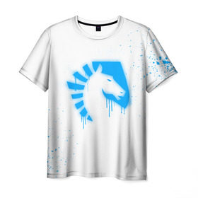 Мужская футболка 3D с принтом cs:go - Liquid team (White collection) в Белгороде, 100% полиэфир | прямой крой, круглый вырез горловины, длина до линии бедер | 0x000000123 | cs go | liquid | white | кс го | ликвид