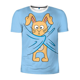 Мужская футболка 3D спортивная с принтом Кролик в Белгороде, 100% полиэстер с улучшенными характеристиками | приталенный силуэт, круглая горловина, широкие плечи, сужается к линии бедра | животные | зайчик | заяц | кролик