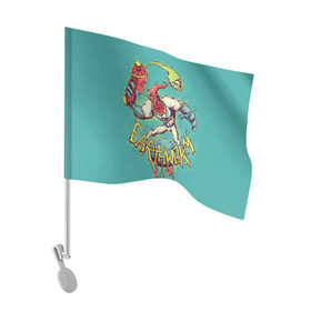 Флаг для автомобиля с принтом Червяк Джим в Белгороде, 100% полиэстер | Размер: 30*21 см | earthworm jim | космический червяк | червяк джим | червячок джим