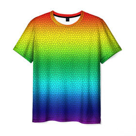 Мужская футболка 3D с принтом Радуга (Витражный Градиент) в Белгороде, 100% полиэфир | прямой крой, круглый вырез горловины, длина до линии бедер | Тематика изображения на принте: gradient | rainbow | витраж | градиент | радуга