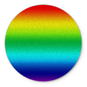 Коврик круглый с принтом Радуга (Витражный Градиент) в Белгороде, резина и полиэстер | круглая форма, изображение наносится на всю лицевую часть | gradient | rainbow | витраж | градиент | радуга
