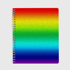 Тетрадь с принтом Радуга (Витражный Градиент) в Белгороде, 100% бумага | 48 листов, плотность листов — 60 г/м2, плотность картонной обложки — 250 г/м2. Листы скреплены сбоку удобной пружинной спиралью. Уголки страниц и обложки скругленные. Цвет линий — светло-серый
 | Тематика изображения на принте: gradient | rainbow | витраж | градиент | радуга