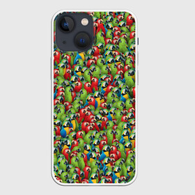 Чехол для iPhone 13 mini с принтом Попугаи в Белгороде,  |  | Тематика изображения на принте: ара | животные | паттрен | попугай | птицы | птички | текстура | тропики