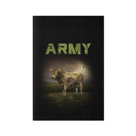 Обложка для паспорта матовая кожа с принтом Корова ARMY (армия) в Белгороде, натуральная матовая кожа | размер 19,3 х 13,7 см; прозрачные пластиковые крепления | Тематика изображения на принте: 