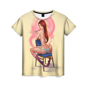 Женская футболка 3D с принтом Pin Up Pop Art Girl в Белгороде, 100% полиэфир ( синтетическое хлопкоподобное полотно) | прямой крой, круглый вырез горловины, длина до линии бедер | comics | girl | lollipop | pin up | pop art | арт | девочка | дизайн | конфетка | лолита | милая | мода | пафос | поп арт | сосательная | стиль | чупа чупс