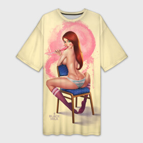 Платье-футболка 3D с принтом Pin Up Pop Art Girl в Белгороде,  |  | comics | girl | lollipop | pin up | pop art | арт | девочка | дизайн | конфетка | лолита | милая | мода | пафос | поп арт | сосательная | стиль | чупа чупс