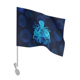 Флаг для автомобиля с принтом крутой осьминог в Белгороде, 100% полиэстер | Размер: 30*21 см | вода | море | океан | осьминог | подводный мир | рыбы