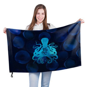 Флаг 3D с принтом крутой осьминог в Белгороде, 100% полиэстер | плотность ткани — 95 г/м2, размер — 67 х 109 см. Принт наносится с одной стороны | вода | море | океан | осьминог | подводный мир | рыбы