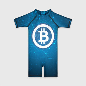 Детский купальный костюм 3D с принтом Bitcoin Blue - Биткоин в Белгороде, Полиэстер 85%, Спандекс 15% | застежка на молнии на спине | bitcoin | ethereum | litecoin | биткоин | интернет | крипта | криптовалюта | лайткоин | майнинг | технологии | эфир