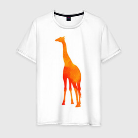 Мужская футболка хлопок с принтом жираф в Белгороде, 100% хлопок | прямой крой, круглый вырез горловины, длина до линии бедер, слегка спущенное плечо. | 