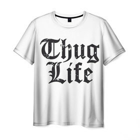 Мужская футболка 3D с принтом Thug Life в Белгороде, 100% полиэфир | прямой крой, круглый вырез горловины, длина до линии бедер | Тематика изображения на принте: 2pac | amaru | life | shakur | thug | thung | tupac