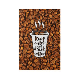Обложка для паспорта матовая кожа с принтом keep calm and drink coffee в Белгороде, натуральная матовая кожа | размер 19,3 х 13,7 см; прозрачные пластиковые крепления | coffee | keep calm | кофе