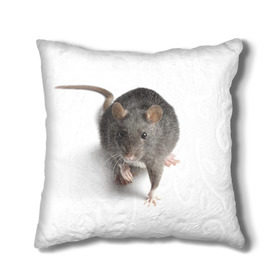 Подушка 3D с принтом Крыса в Белгороде, наволочка – 100% полиэстер, наполнитель – холлофайбер (легкий наполнитель, не вызывает аллергию). | состоит из подушки и наволочки. Наволочка на молнии, легко снимается для стирки | животные | крыса | мышка | мышь