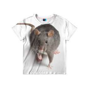 Детская футболка 3D с принтом Крыса в Белгороде, 100% гипоаллергенный полиэфир | прямой крой, круглый вырез горловины, длина до линии бедер, чуть спущенное плечо, ткань немного тянется | животные | крыса | мышка | мышь